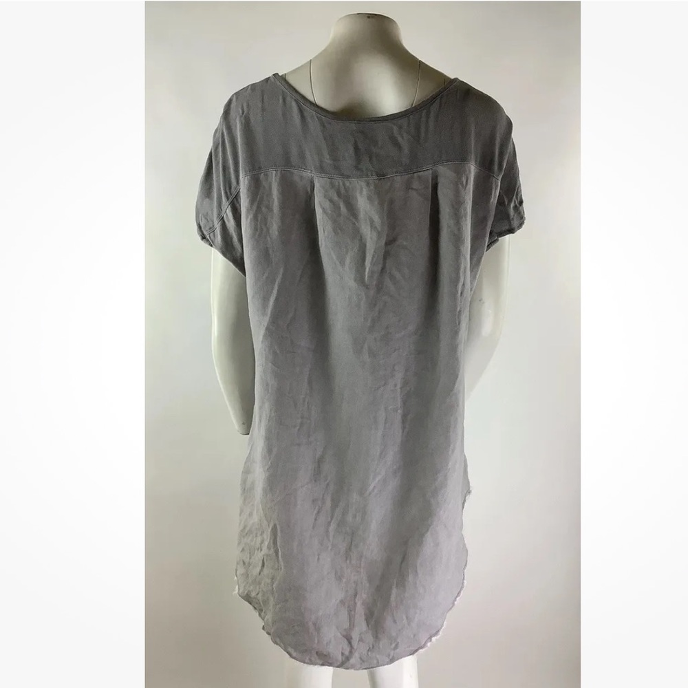 XCVI Sz L Oversized Asymmetric Tunic Tee Gray 100% Linen Casual Pullover Top - Picture 4 of 7